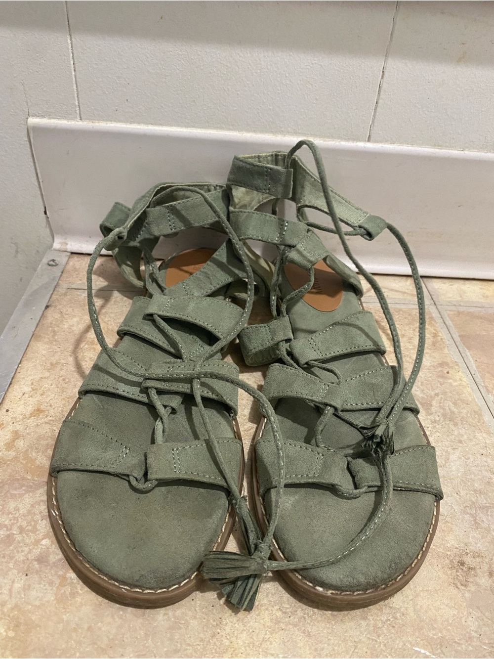 Old Navy Olive Lace-Up Gladiator Sandals